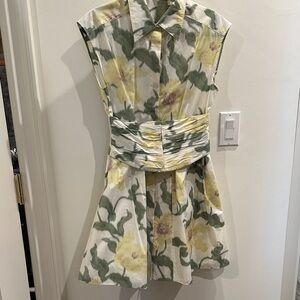 Rebecca Taylor Green and Yellow Floral Mini Dress